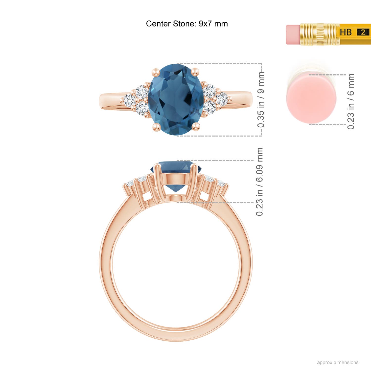 A - London Blue Topaz / 2.4 CT / 14 KT Rose Gold