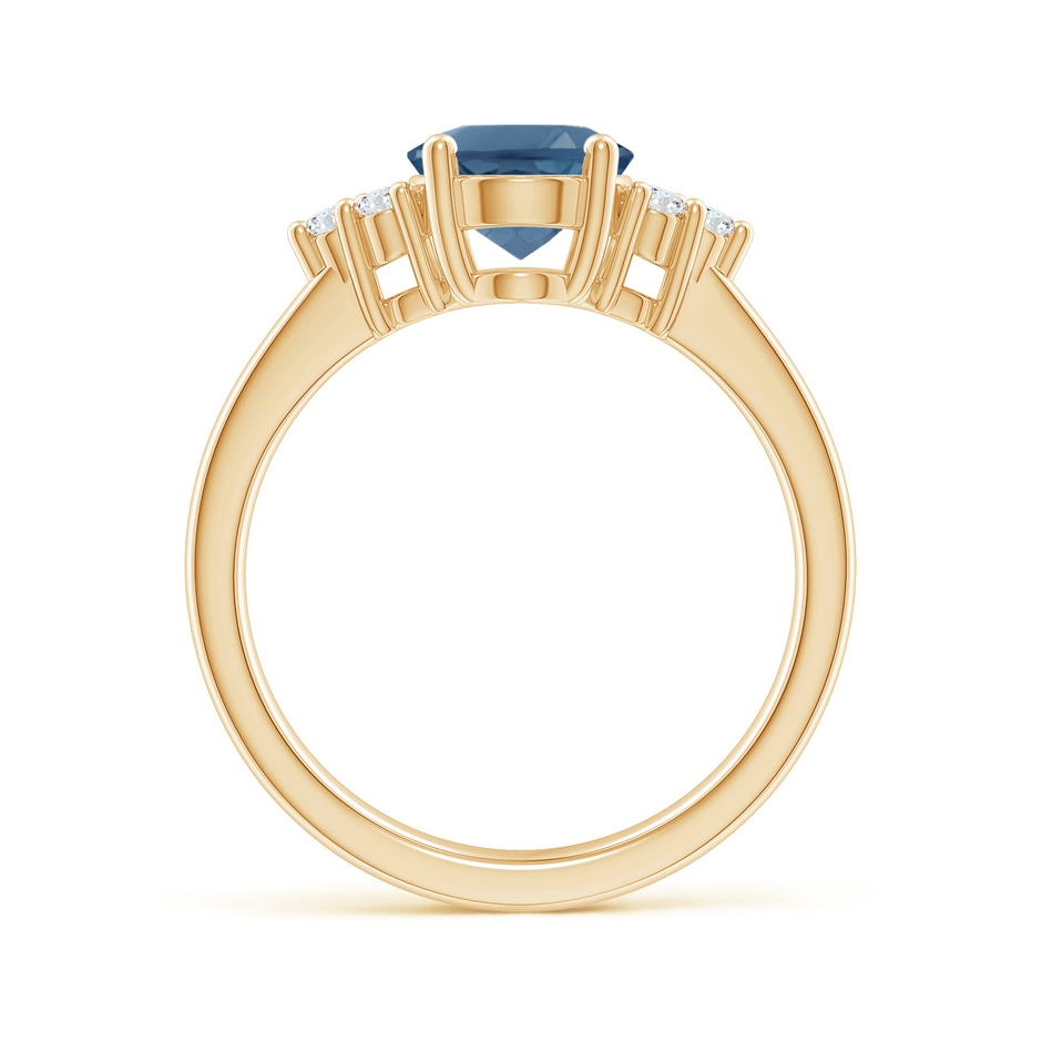 9x7mm A Solitaire Oval London Blue Topaz and Diamond Promise Ring in Yellow Gold side 1