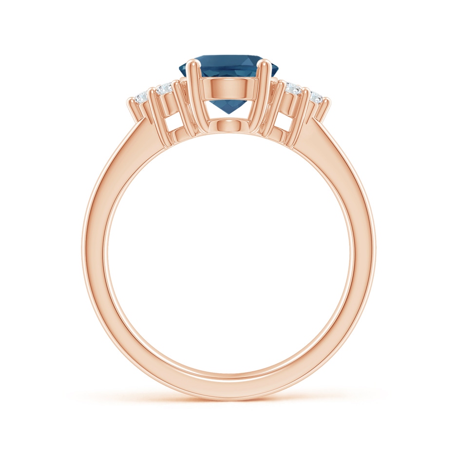 9x7mm AA Solitaire Oval London Blue Topaz and Diamond Promise Ring in Rose Gold side 1