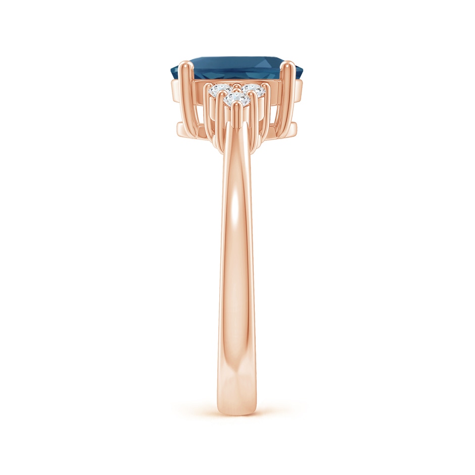 9x7mm AA Solitaire Oval London Blue Topaz and Diamond Promise Ring in Rose Gold side 2