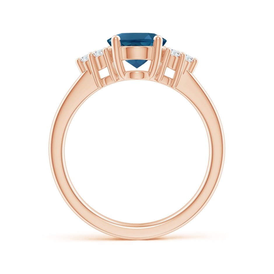 9x7mm AAA Solitaire Oval London Blue Topaz and Diamond Promise Ring in Rose Gold side 1