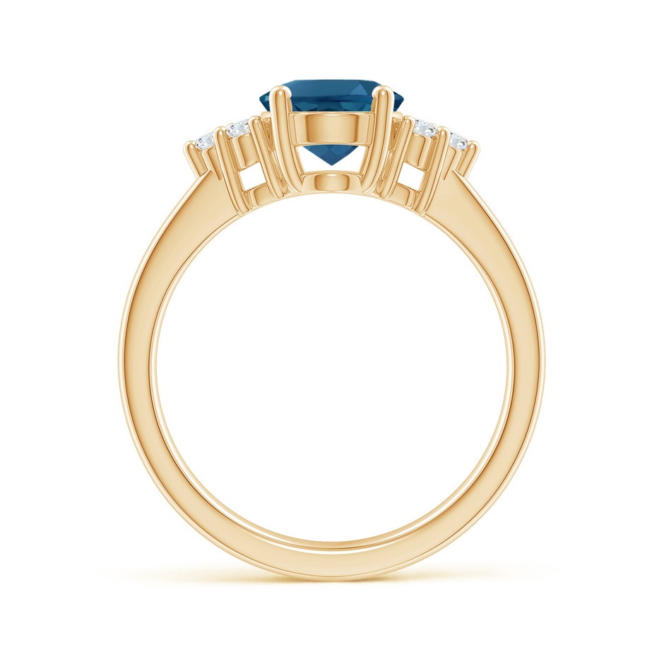 9x7mm AAA Solitaire Oval London Blue Topaz and Diamond Promise Ring in Yellow Gold side 1
