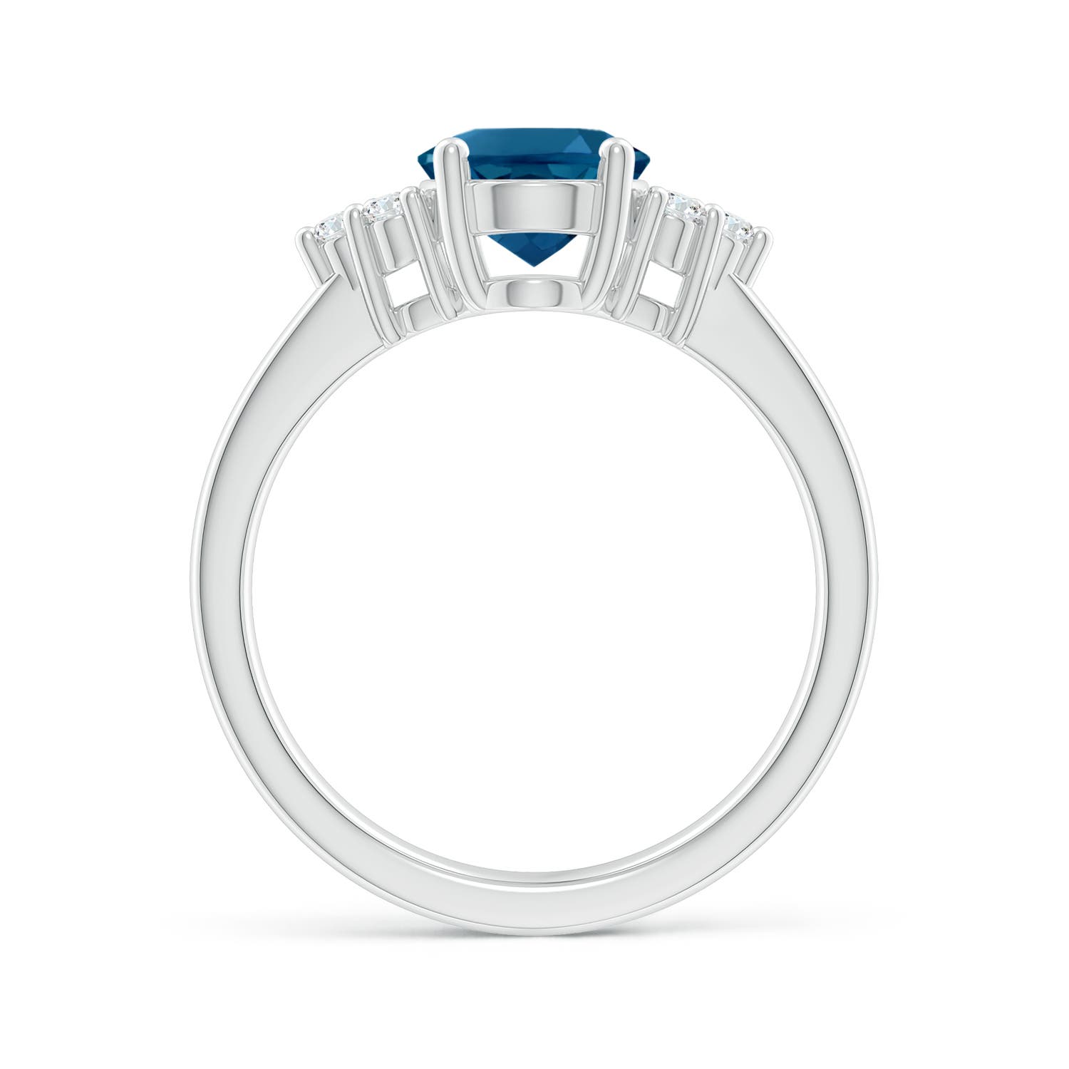 9x7mm AAAA Solitaire Oval London Blue Topaz and Diamond Promise Ring in P950 Platinum