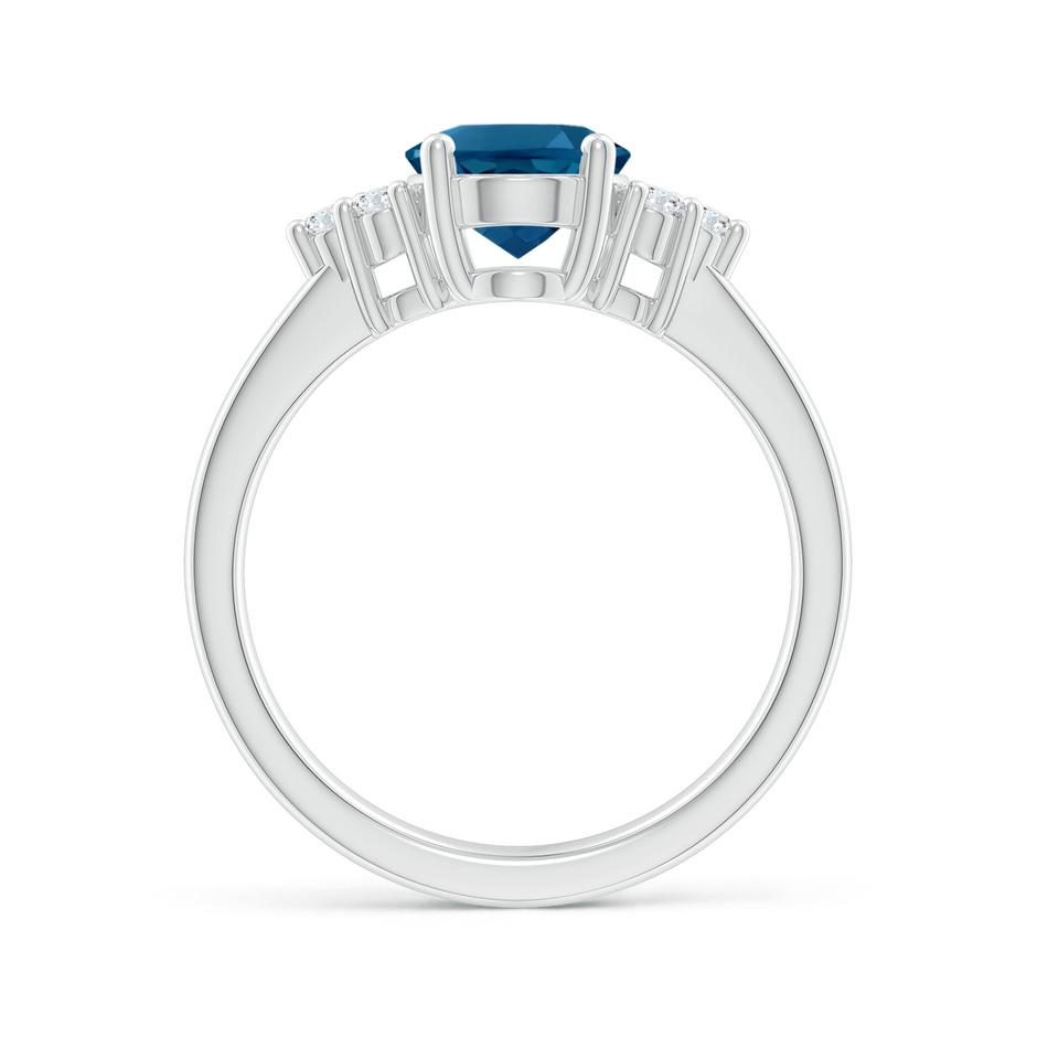 9x7mm AAAA Solitaire Oval London Blue Topaz and Diamond Promise Ring in P950 Platinum side 1