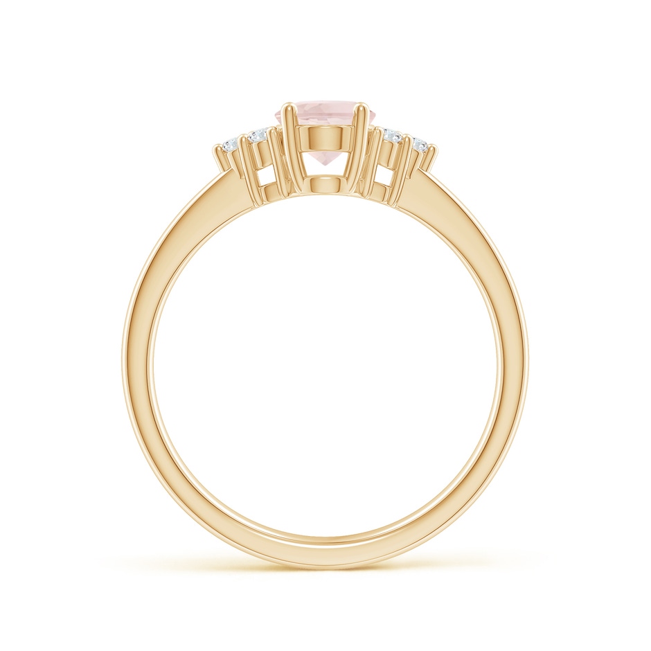 7x5mm A Solitaire Oval Morganite Ring with Trio Diamond Accents in 10K Yellow Gold side 199