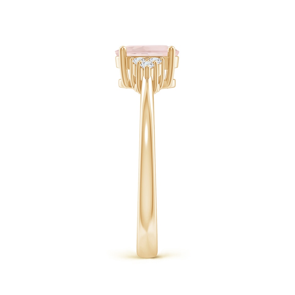 7x5mm A Solitaire Oval Morganite Ring with Trio Diamond Accents in 10K Yellow Gold side 299
