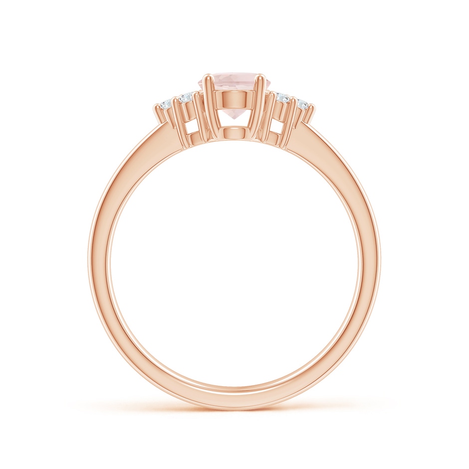 7x5mm A Solitaire Oval Morganite Ring with Trio Diamond Accents in Rose Gold side 199