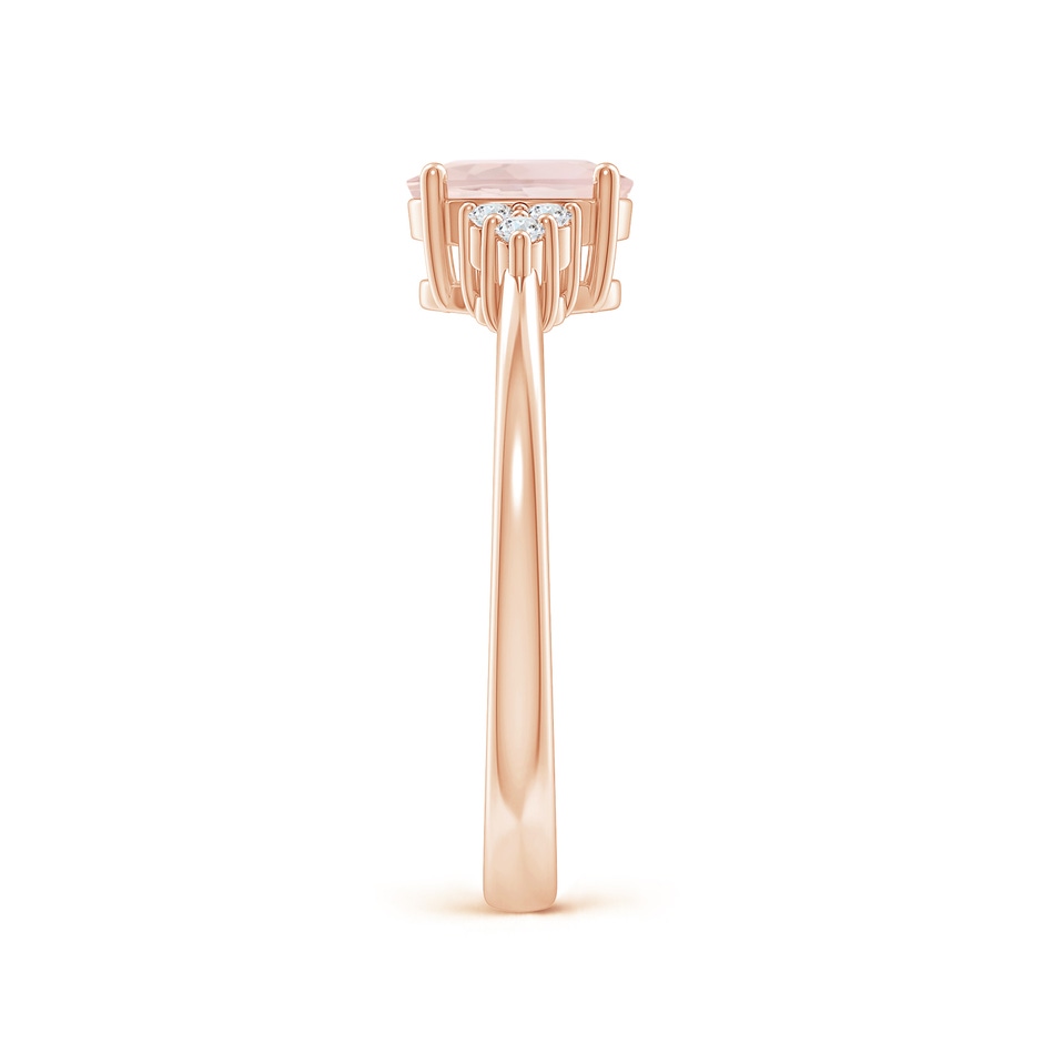 7x5mm A Solitaire Oval Morganite Ring with Trio Diamond Accents in Rose Gold side 299