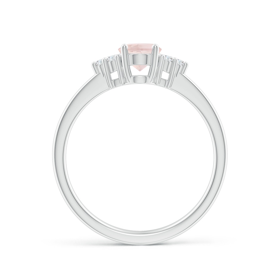 7x5mm A Solitaire Oval Morganite Ring with Trio Diamond Accents in White Gold side 199