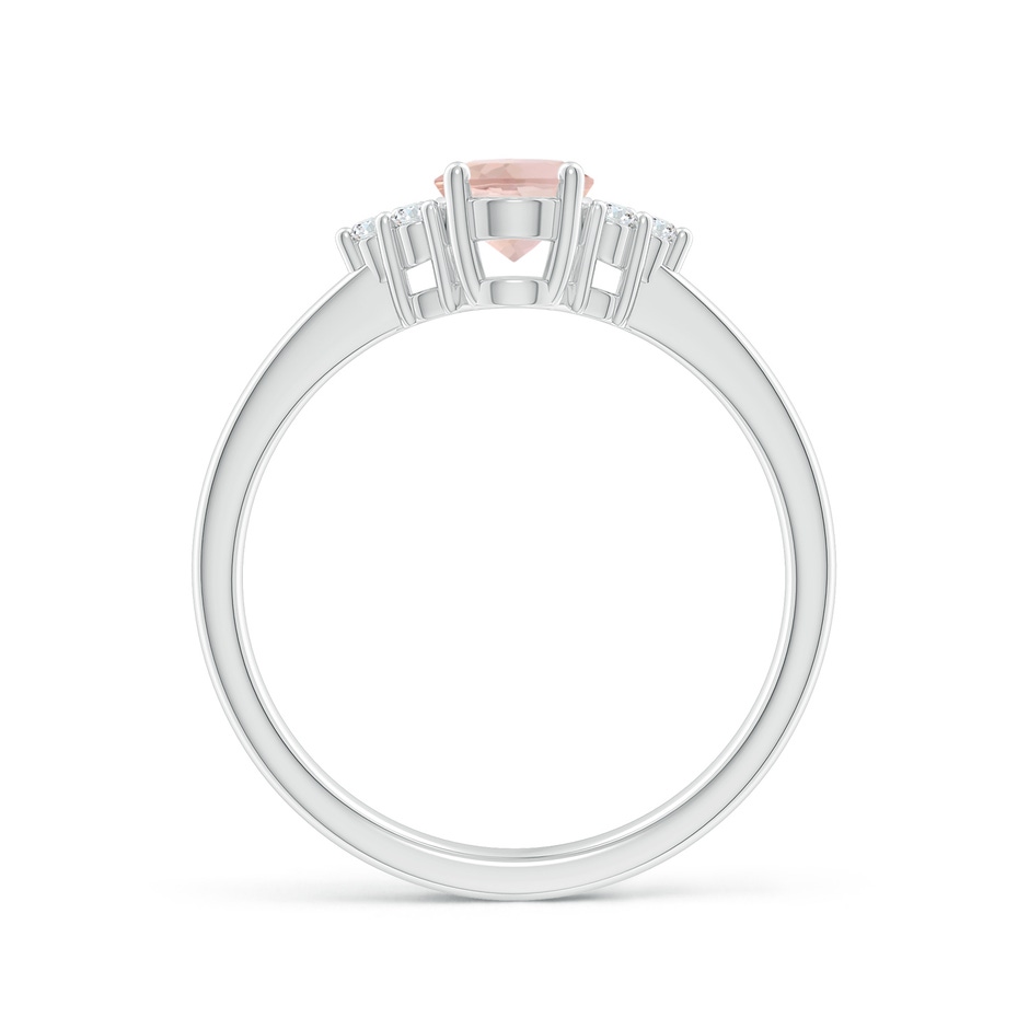 7x5mm AAA Solitaire Oval Morganite Ring with Trio Diamond Accents in White Gold side 199