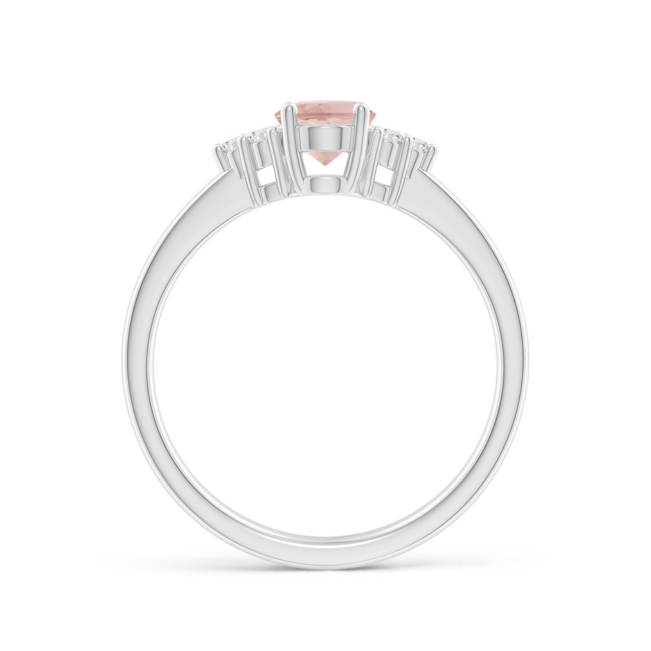 7x5mm AAAA Solitaire Oval Morganite Ring with Trio Diamond Accents in White Gold side 199