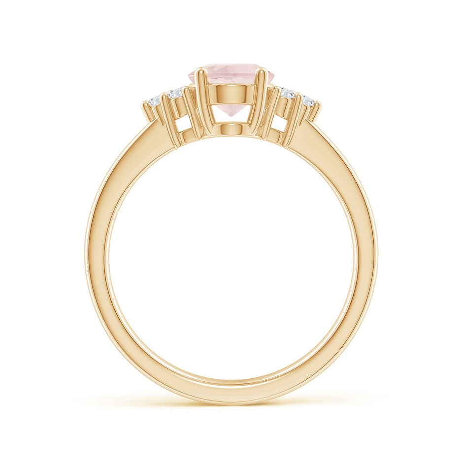 8x6mm A Solitaire Oval Morganite Ring with Trio Diamond Accents in Yellow Gold side 199
