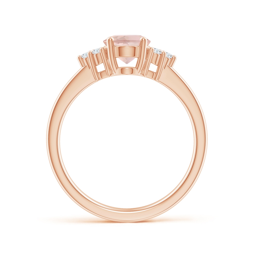 8x6mm AAA Solitaire Oval Morganite Ring with Trio Diamond Accents in Rose Gold Side 199
