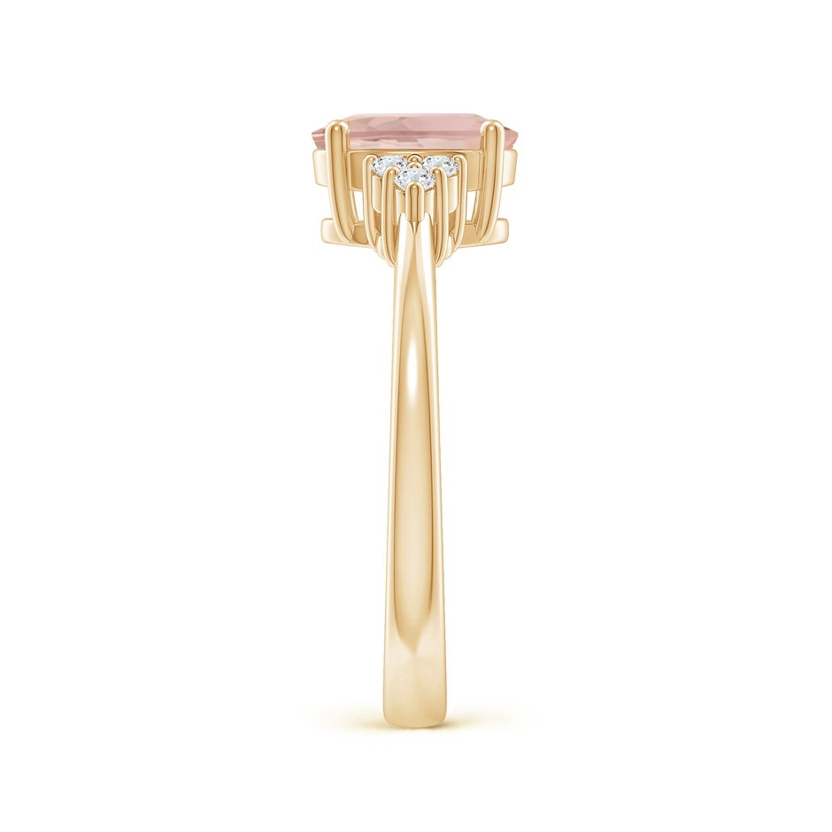 8x6mm AAAA Solitaire Oval Morganite Ring with Trio Diamond Accents in Yellow Gold side 299