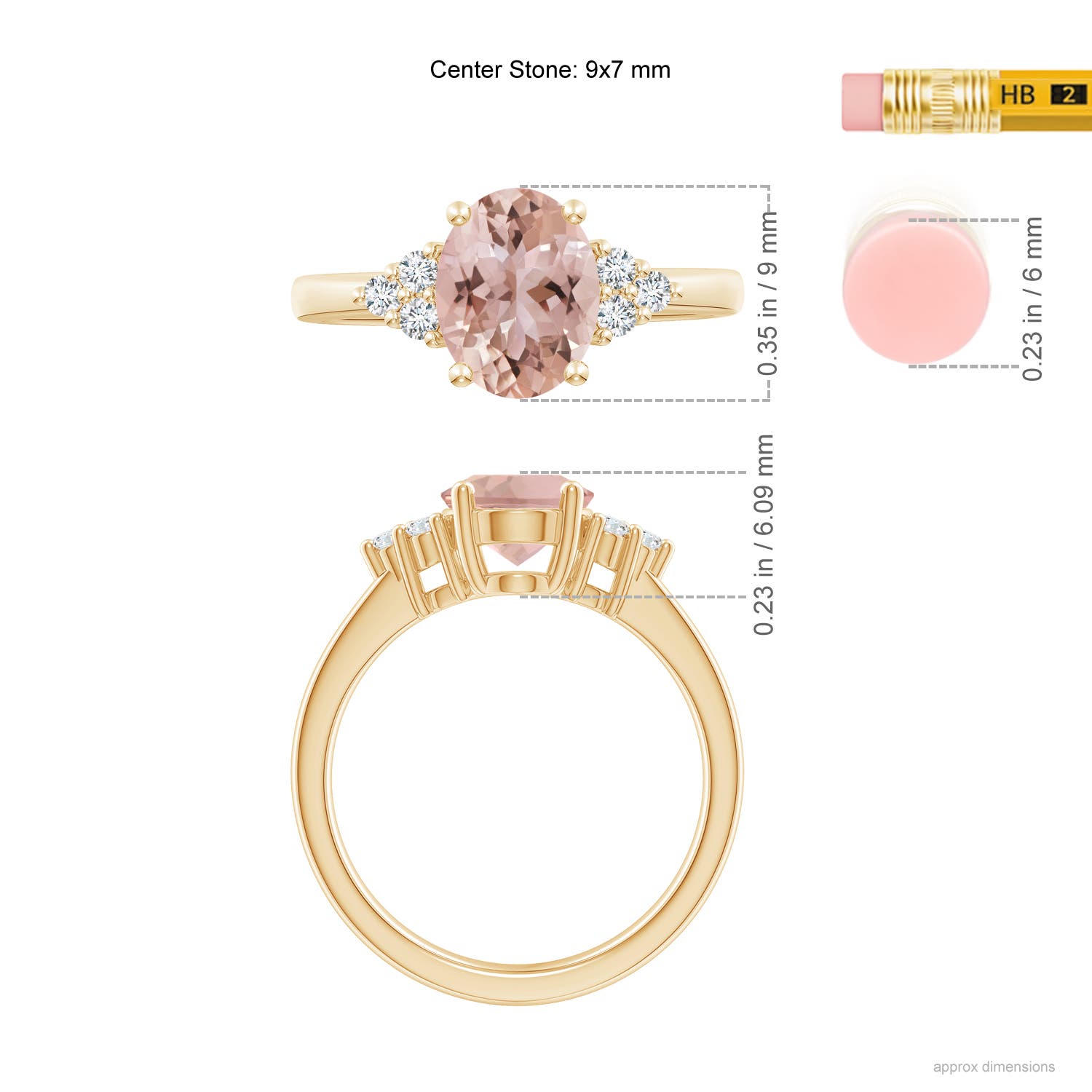 AAA - Morganite / 1.8 CT / 14 KT Yellow Gold