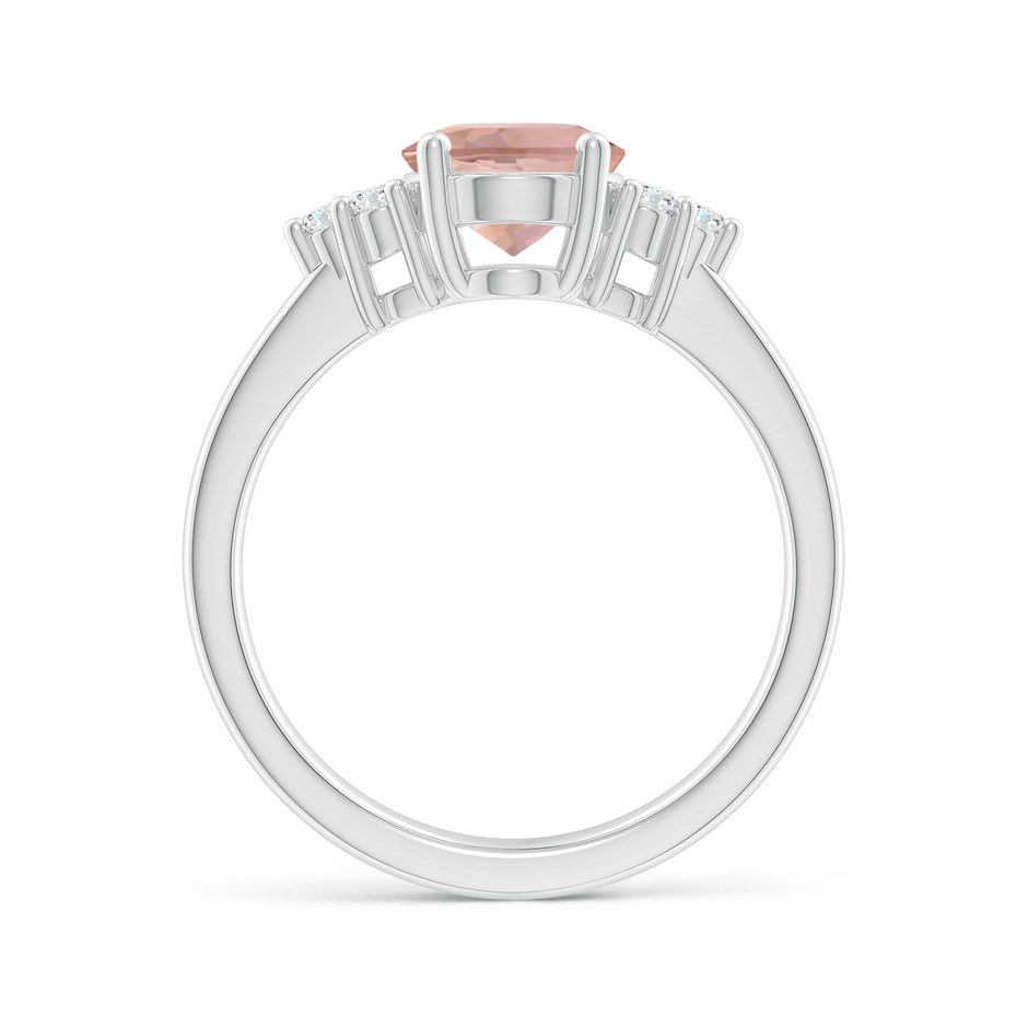9x7mm AAAA Solitaire Oval Morganite Ring with Trio Diamond Accents in P950 Platinum side 199