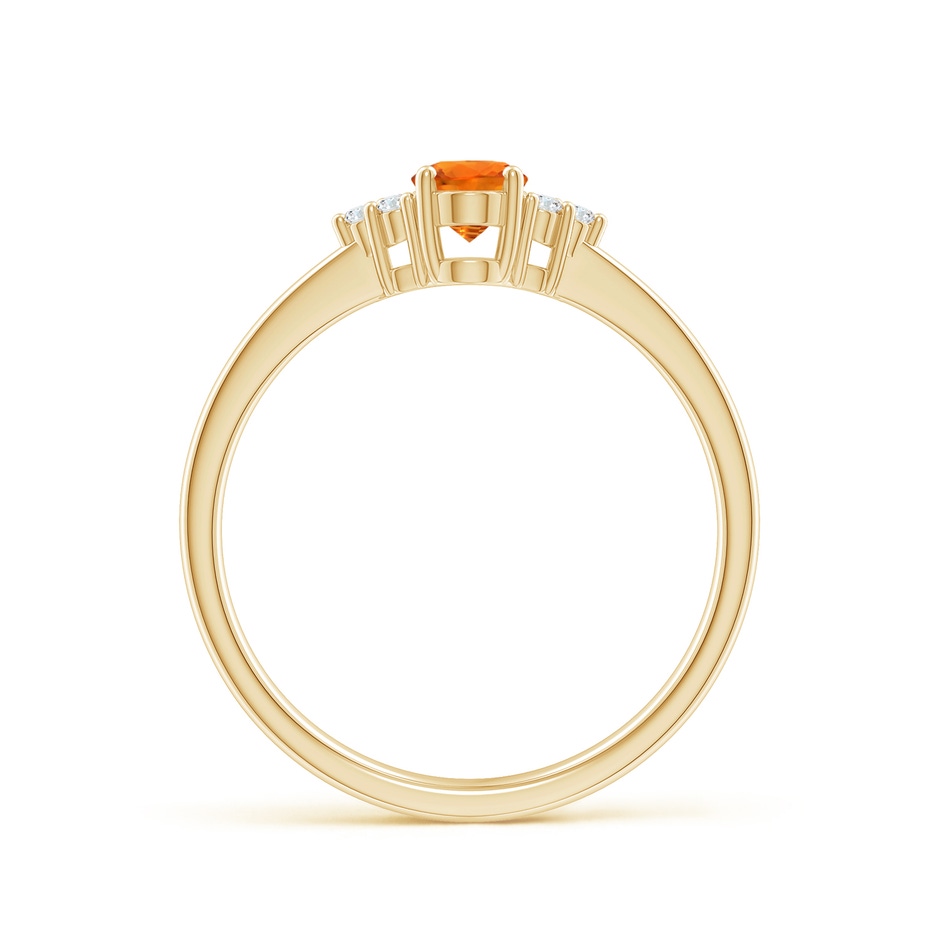 6x4mm AAAA Solitaire Oval Orange Sapphire Ring with Trio Diamond Accents in Yellow Gold side 1