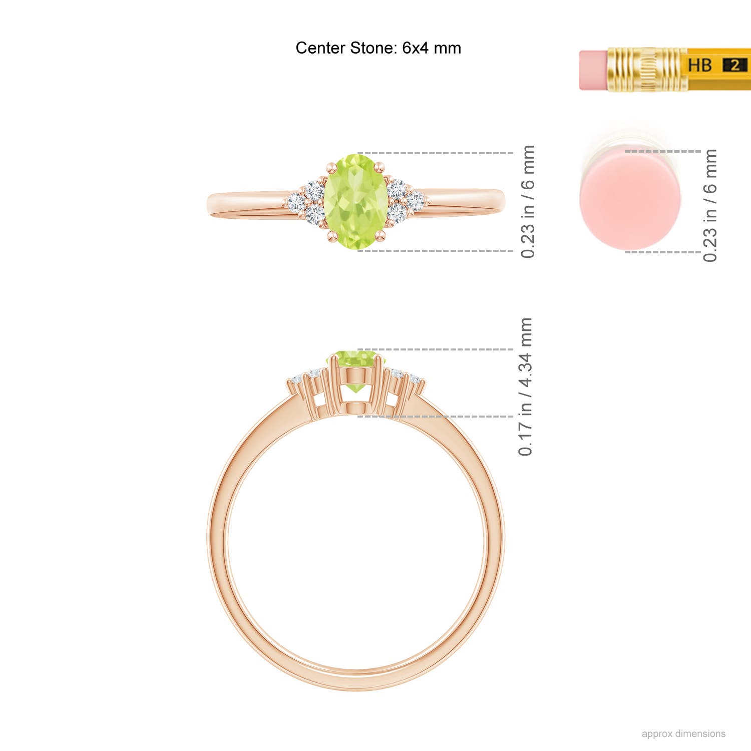 A - Peridot / 0.54 CT / 14 KT Rose Gold