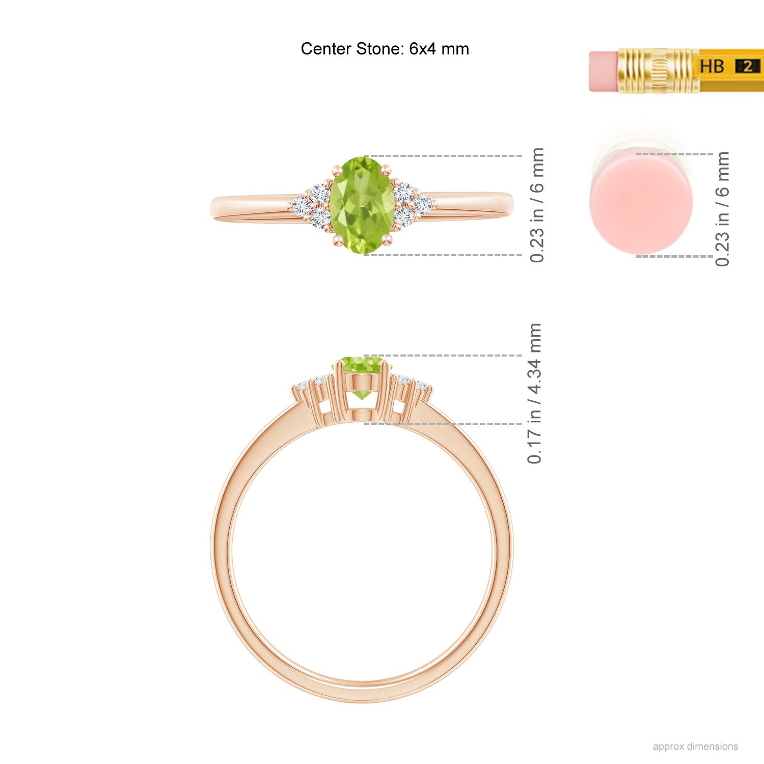 AA - Peridot / 0.54 CT / 14 KT Rose Gold