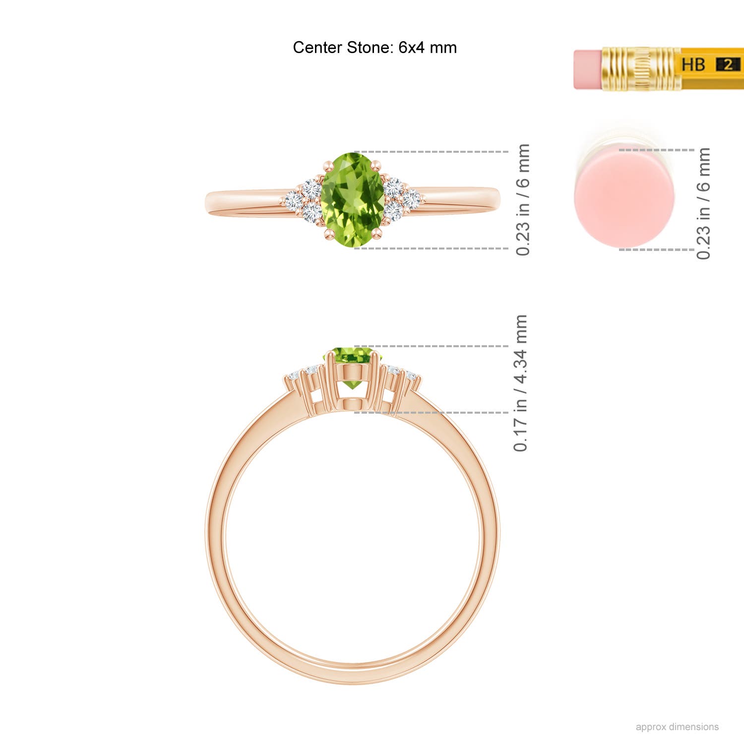 AAA - Peridot / 0.54 CT / 14 KT Rose Gold