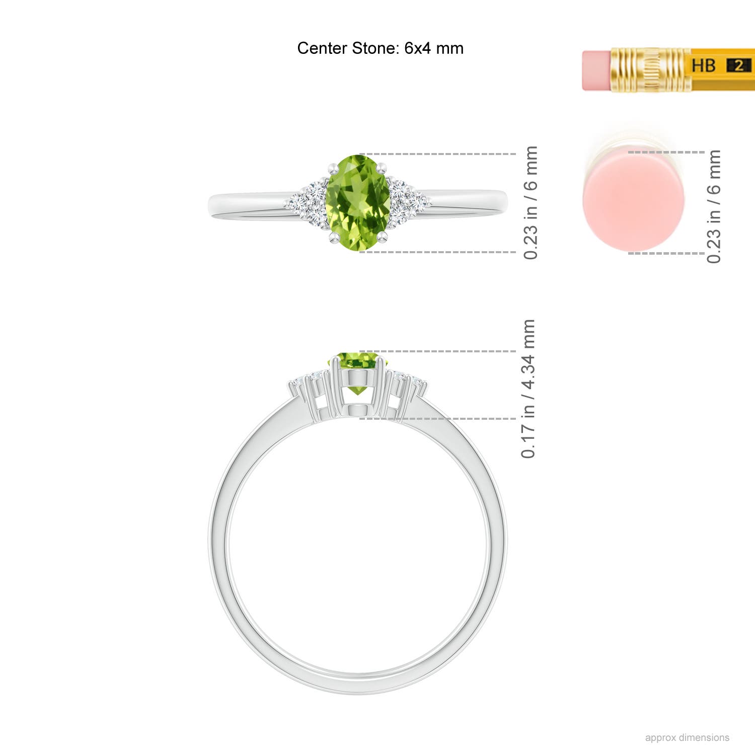 AAA - Peridot / 0.54 CT / 14 KT White Gold