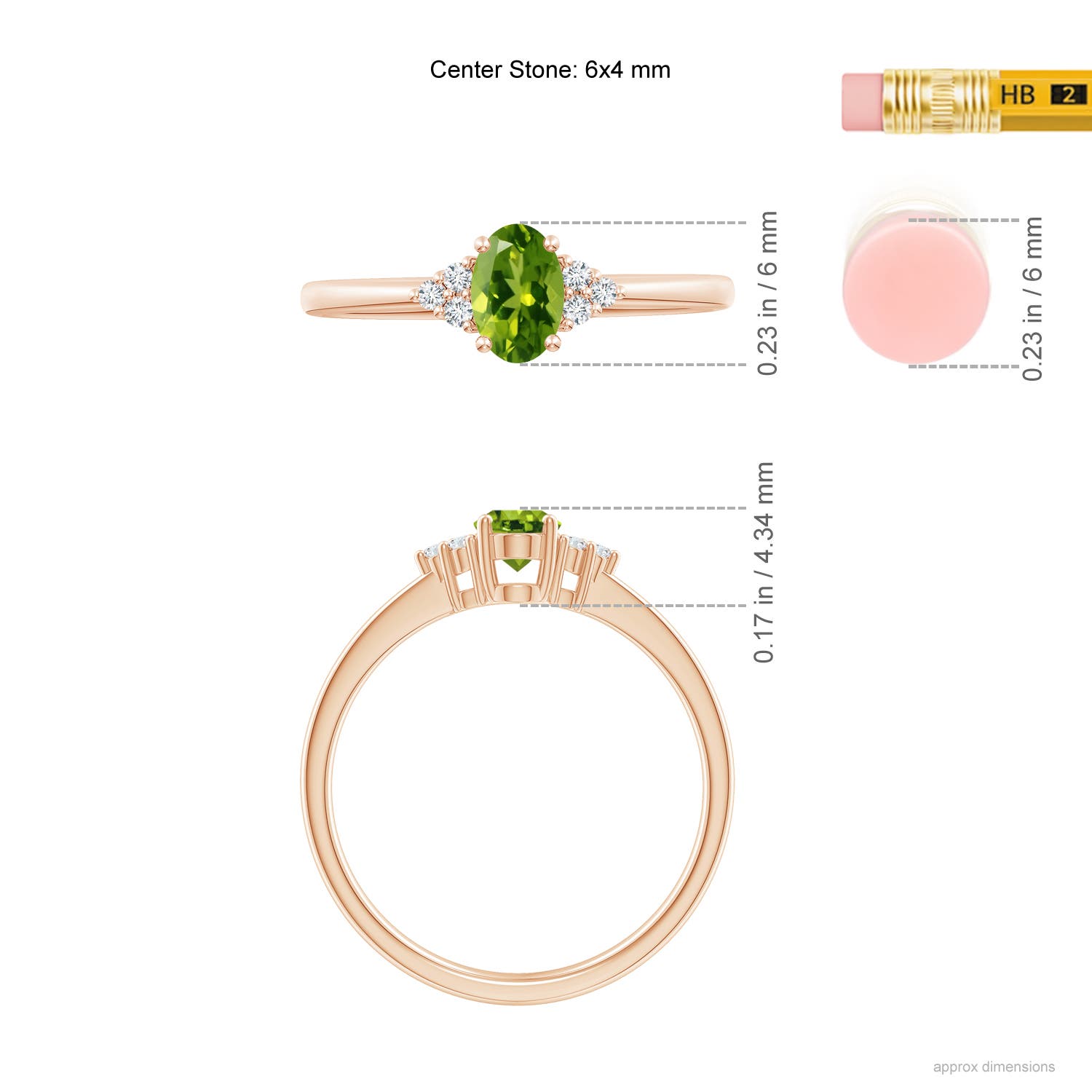 AAAA - Peridot / 0.54 CT / 14 KT Rose Gold