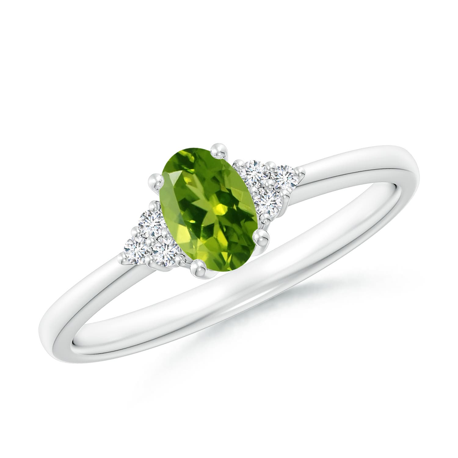 AAAA - Peridot / 0.54 CT / 14 KT White Gold