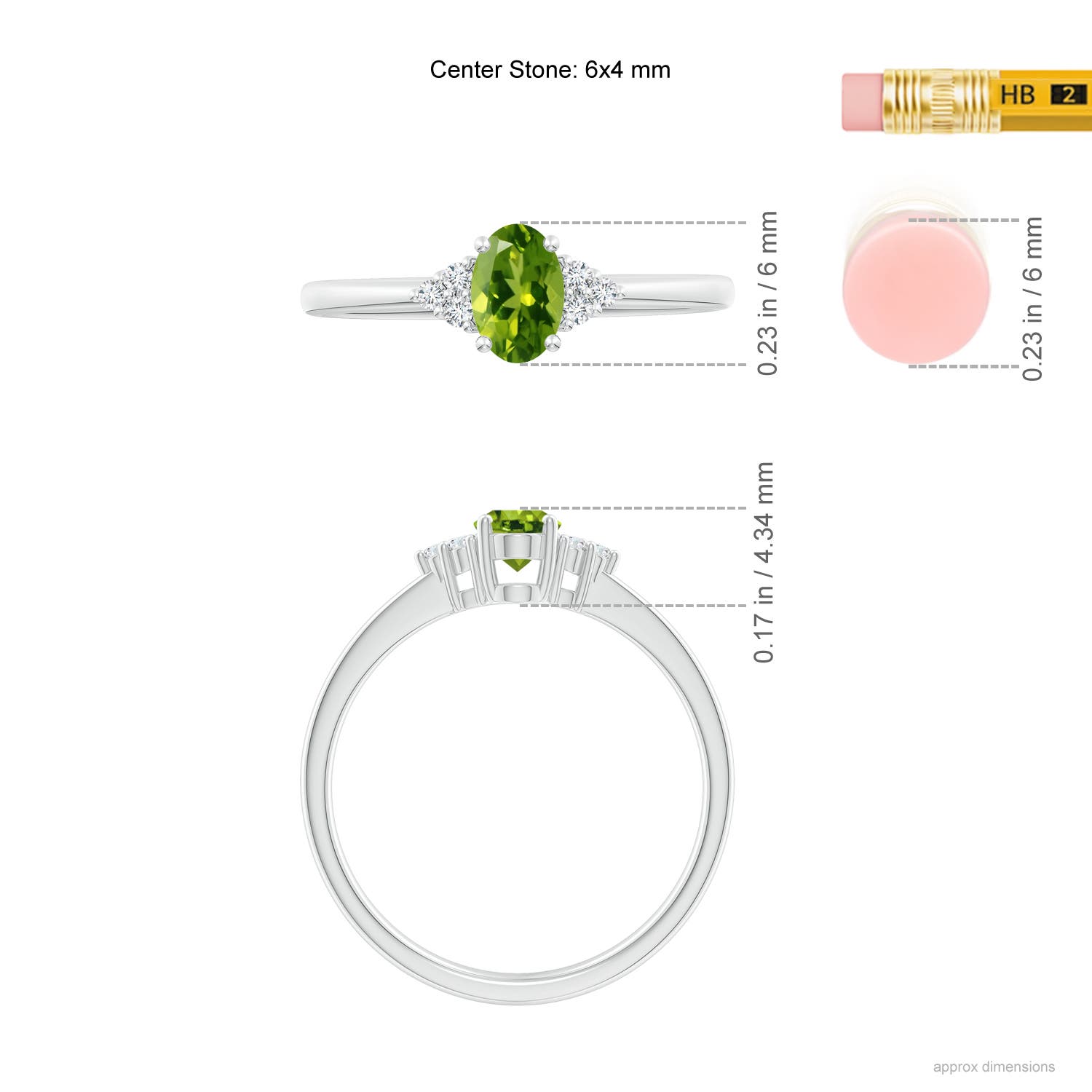 AAAA - Peridot / 0.54 CT / 14 KT White Gold