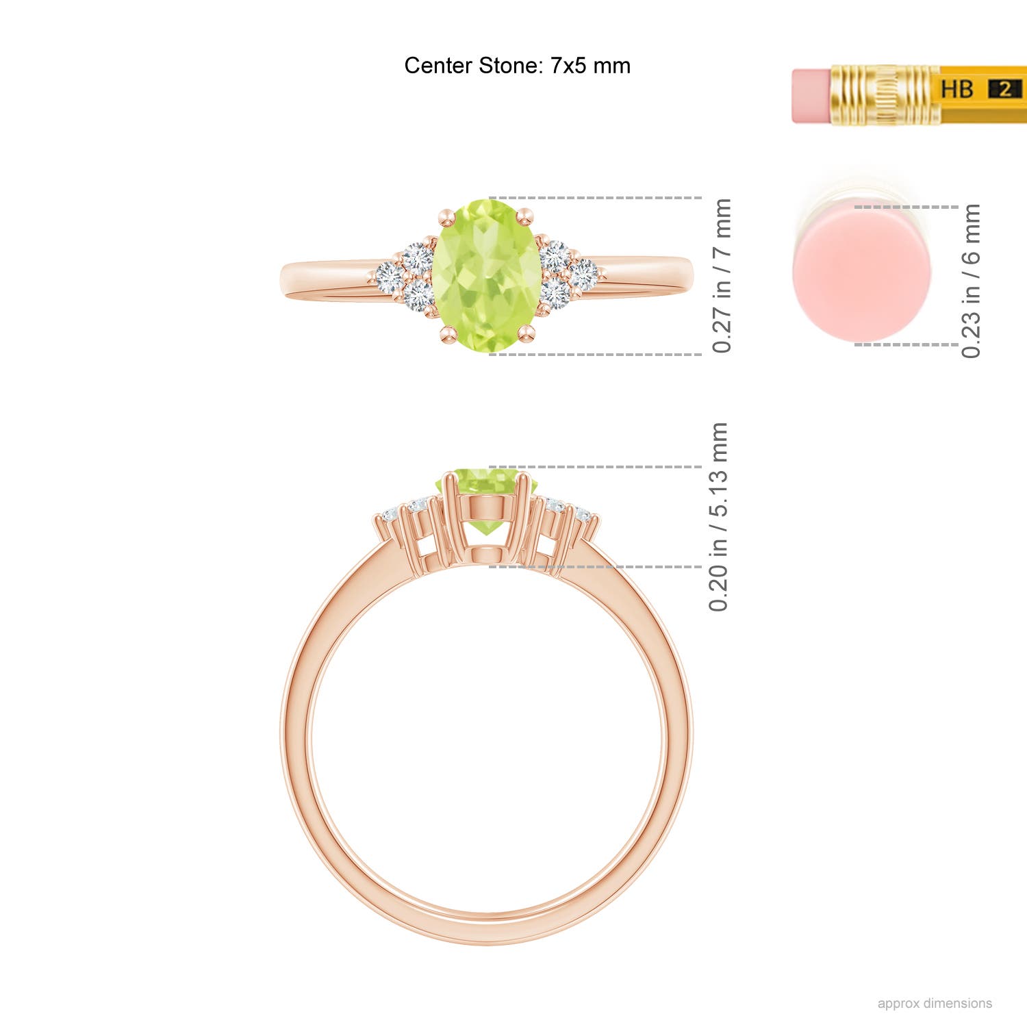 A - Peridot / 0.93 CT / 14 KT Rose Gold