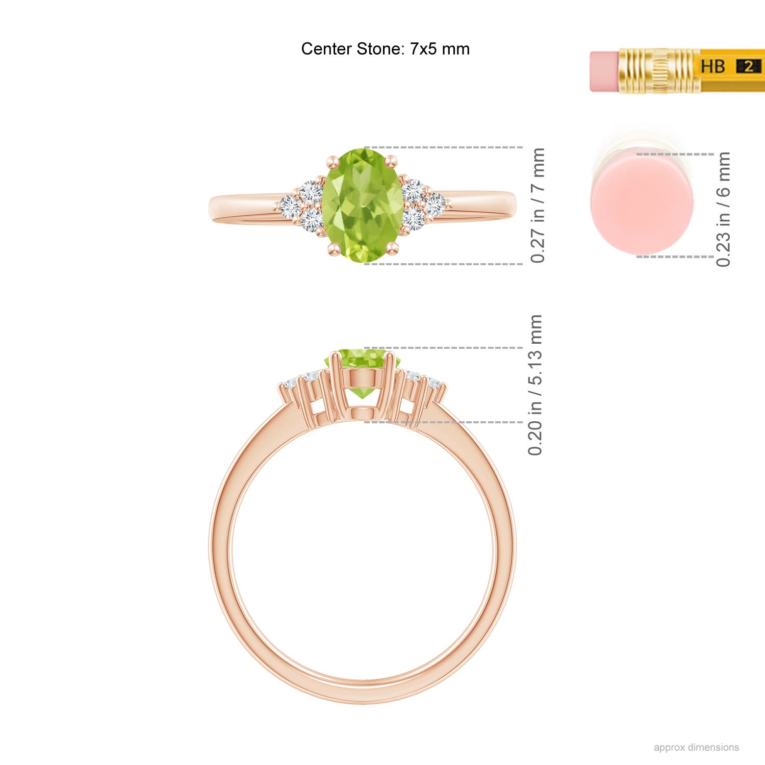 AA - Peridot / 0.93 CT / 14 KT Rose Gold