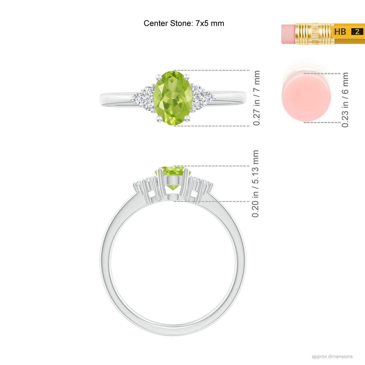 AA - Peridot / 0.93 CT / 14 KT White Gold