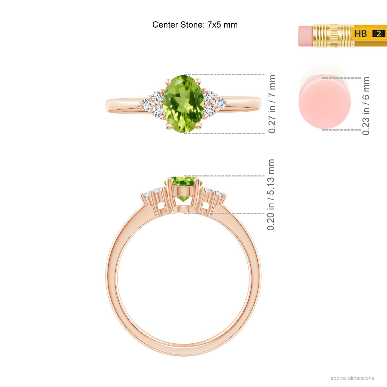 AAA - Peridot / 0.93 CT / 14 KT Rose Gold