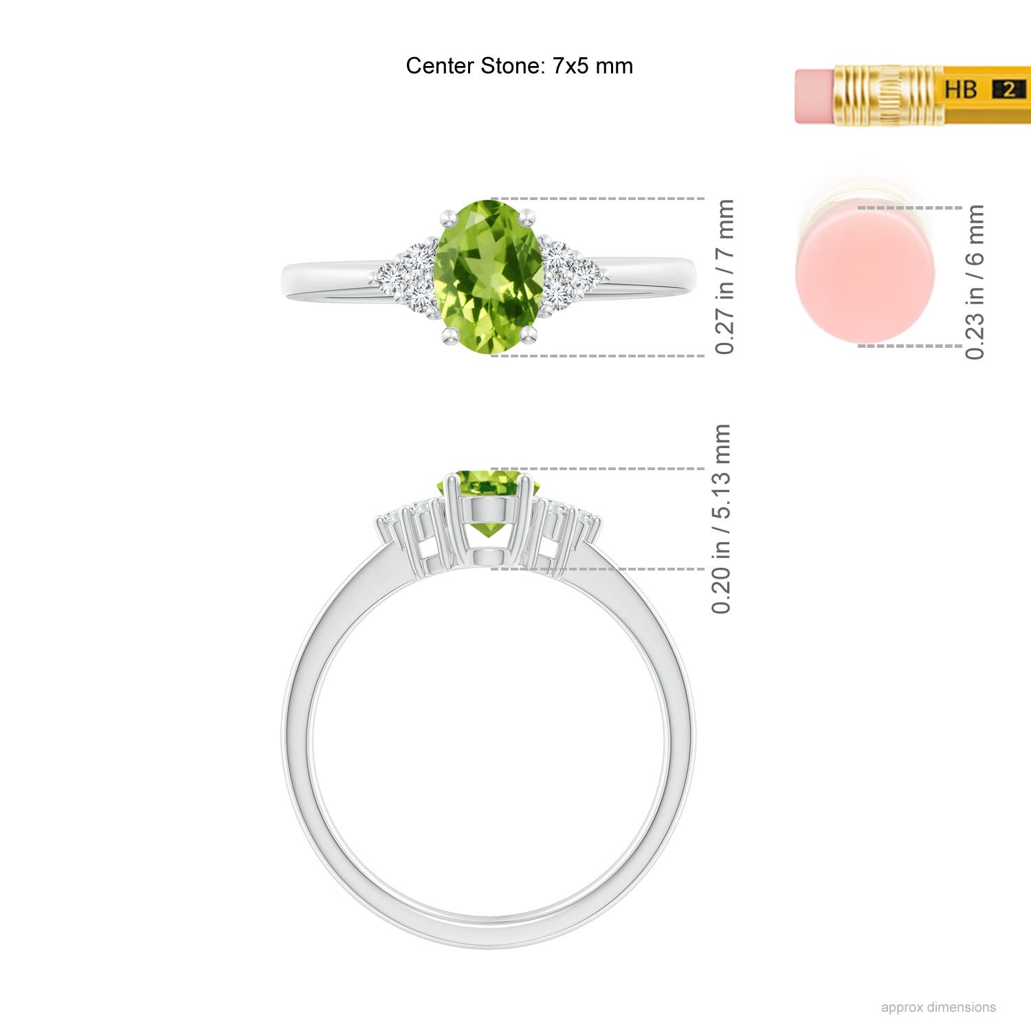 AAA - Peridot / 0.93 CT / 14 KT White Gold