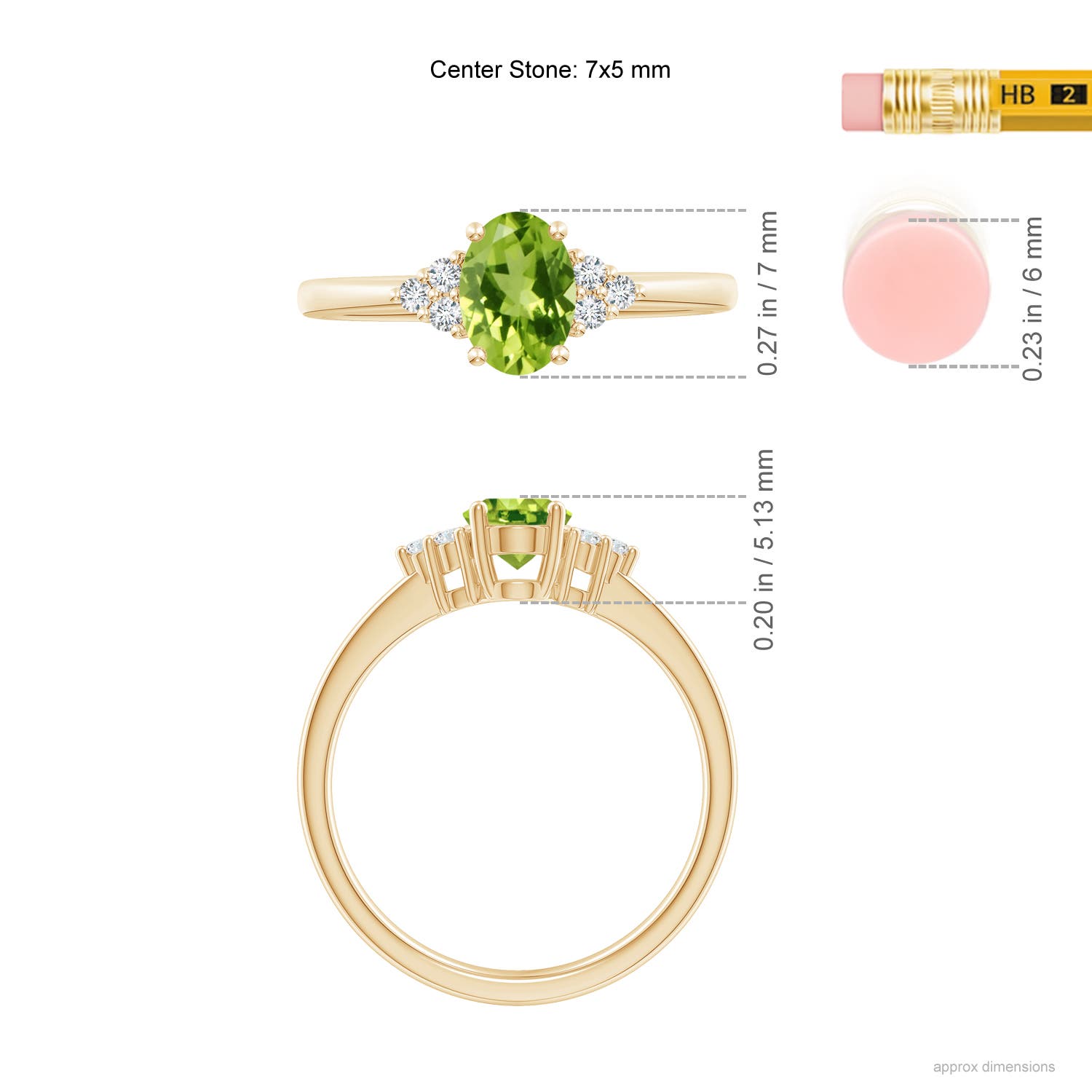 AAA - Peridot / 0.93 CT / 14 KT Yellow Gold