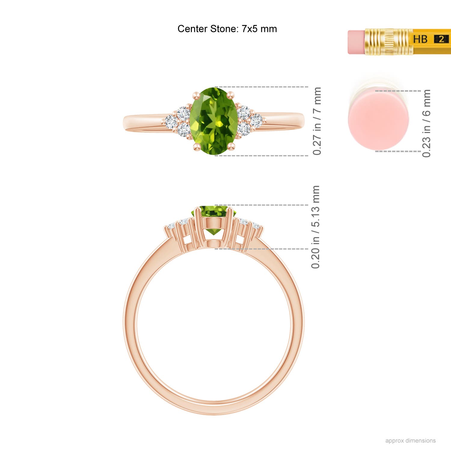 AAAA - Peridot / 0.93 CT / 14 KT Rose Gold