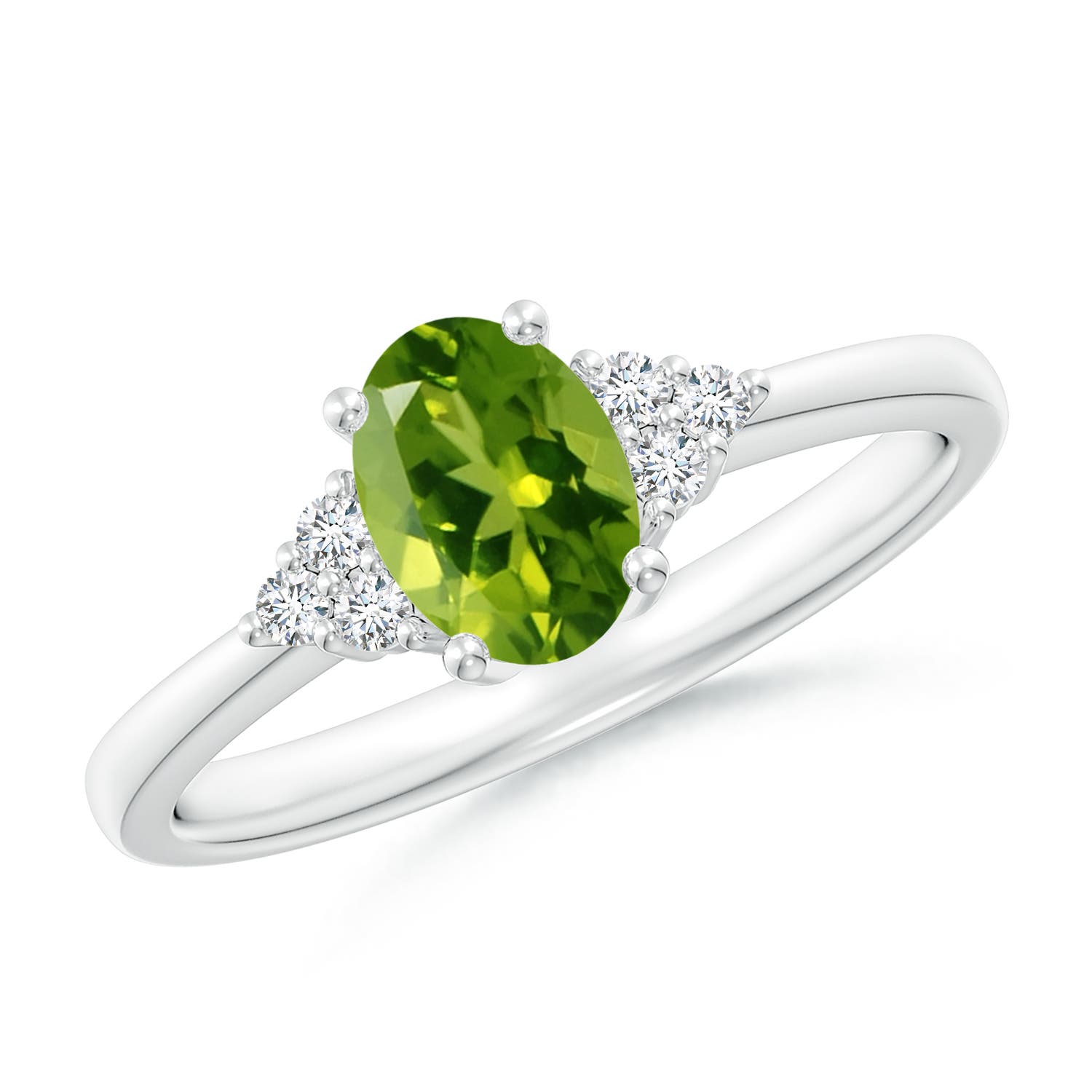 AAAA - Peridot / 0.93 CT / 14 KT White Gold