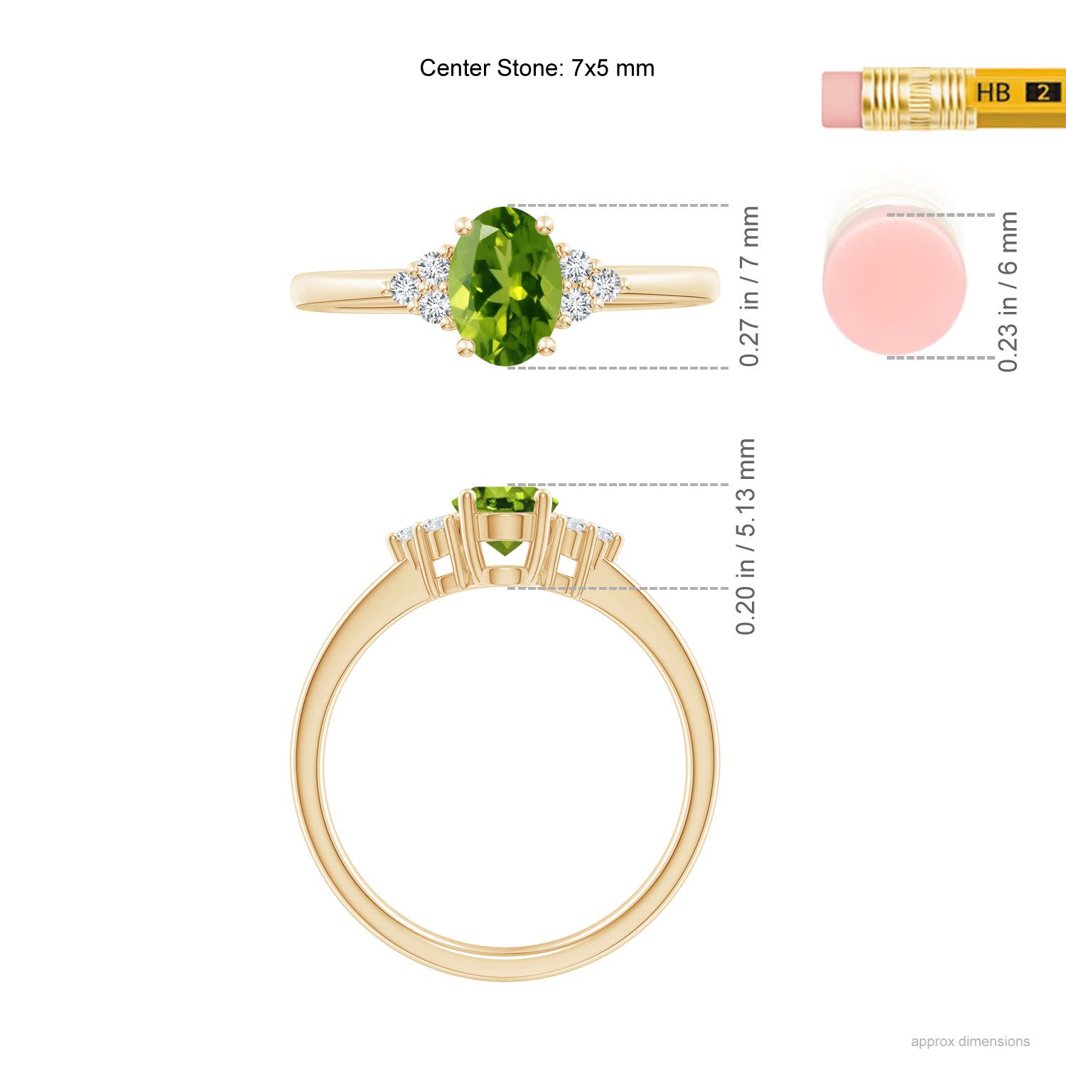 AAAA - Peridot / 0.93 CT / 14 KT Yellow Gold