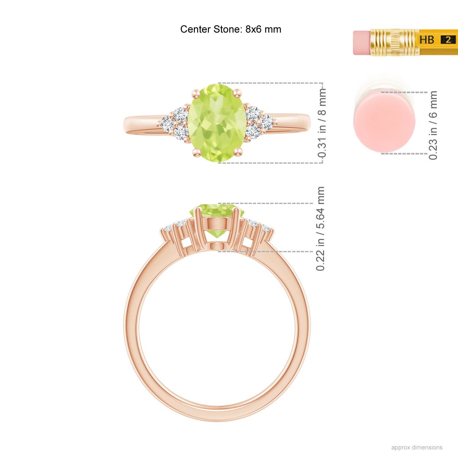 A - Peridot / 1.46 CT / 14 KT Rose Gold