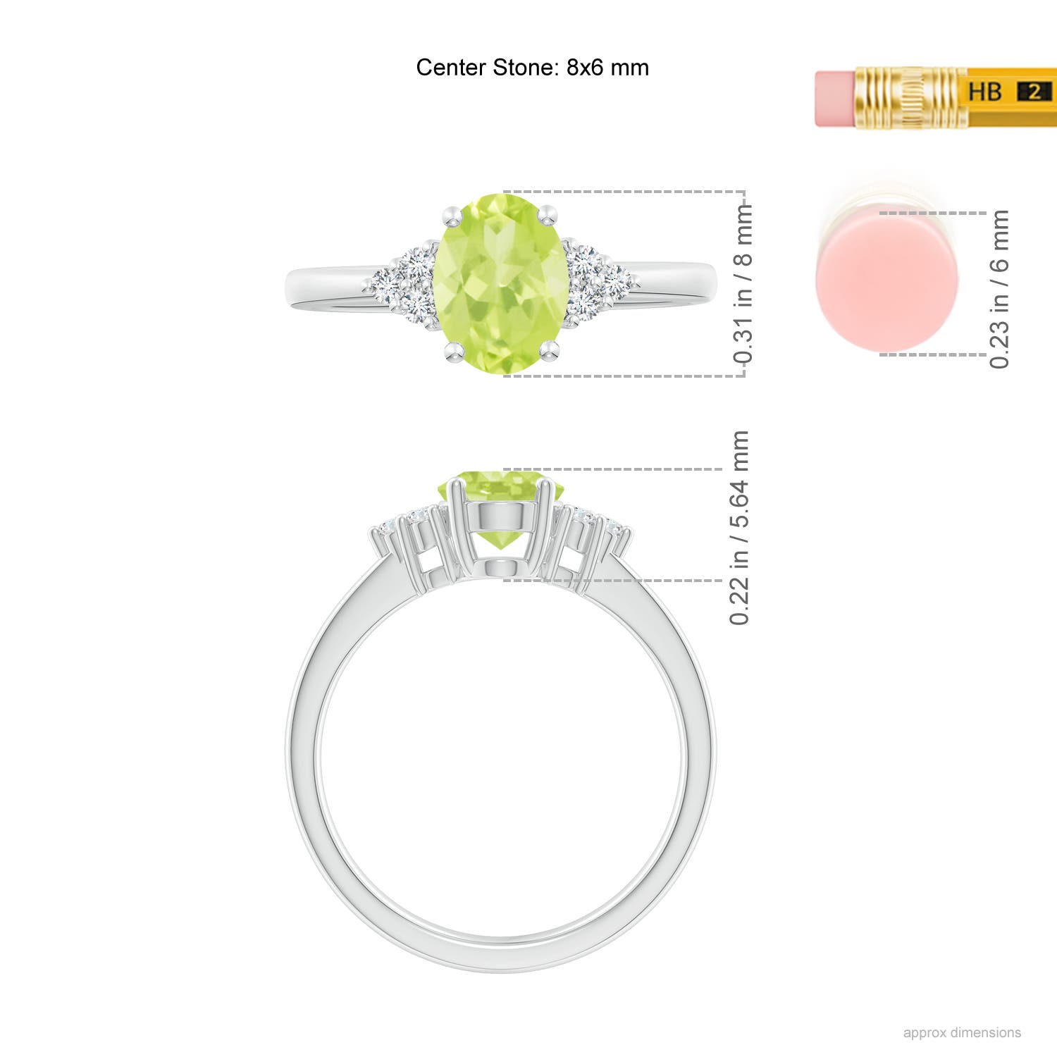 A - Peridot / 1.46 CT / 14 KT White Gold