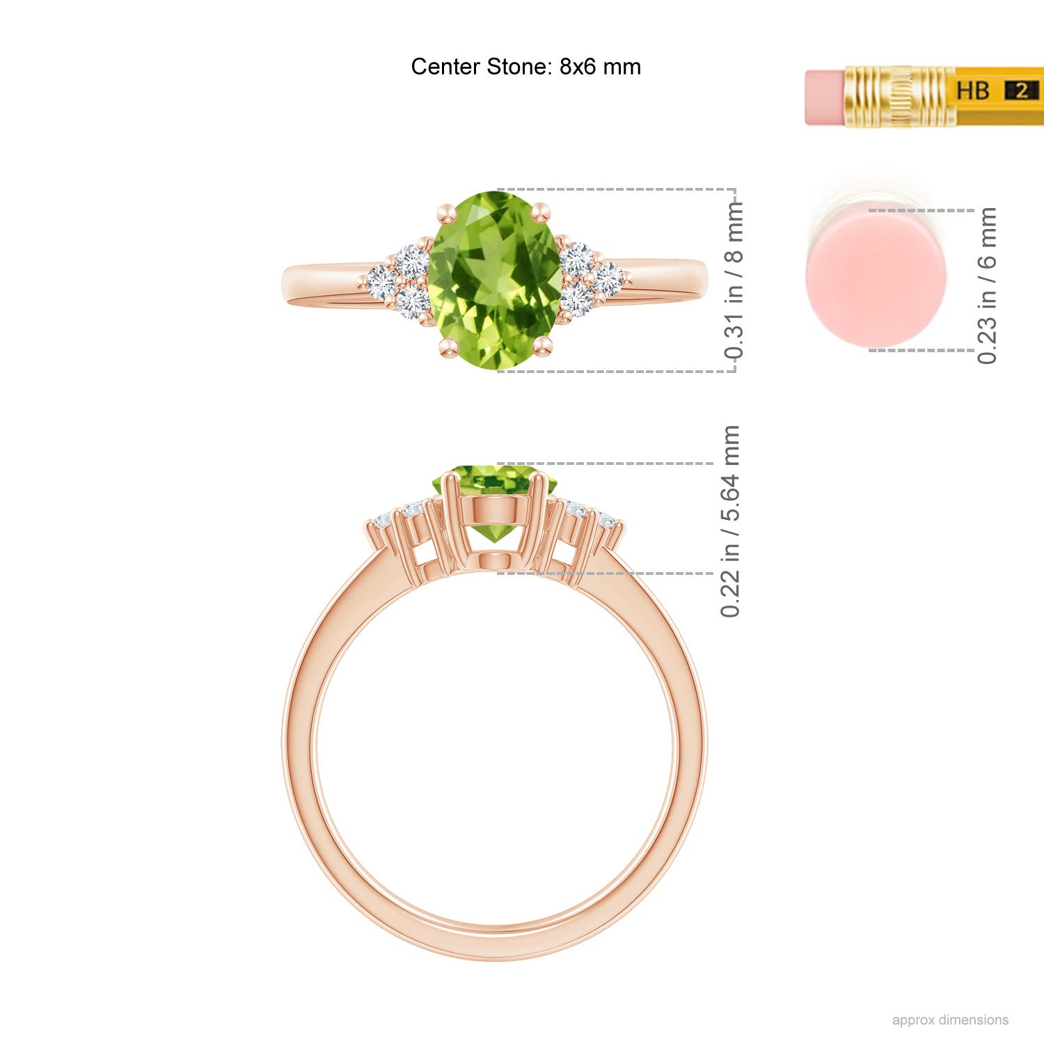 AAA - Peridot / 1.46 CT / 14 KT Rose Gold