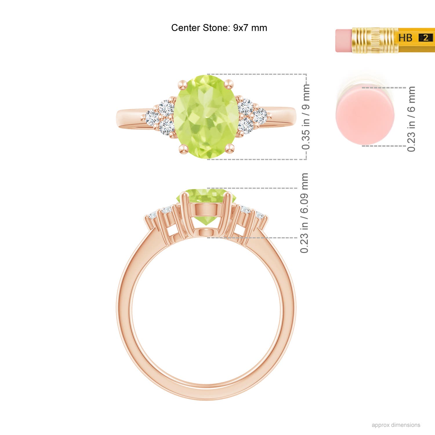 A - Peridot / 2.05 CT / 14 KT Rose Gold