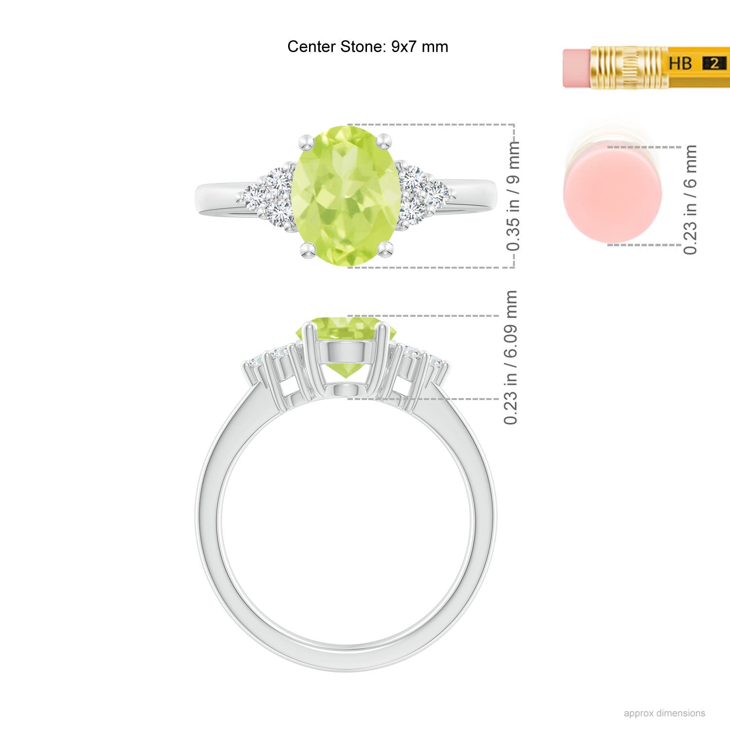 A - Peridot / 2.05 CT / 14 KT White Gold