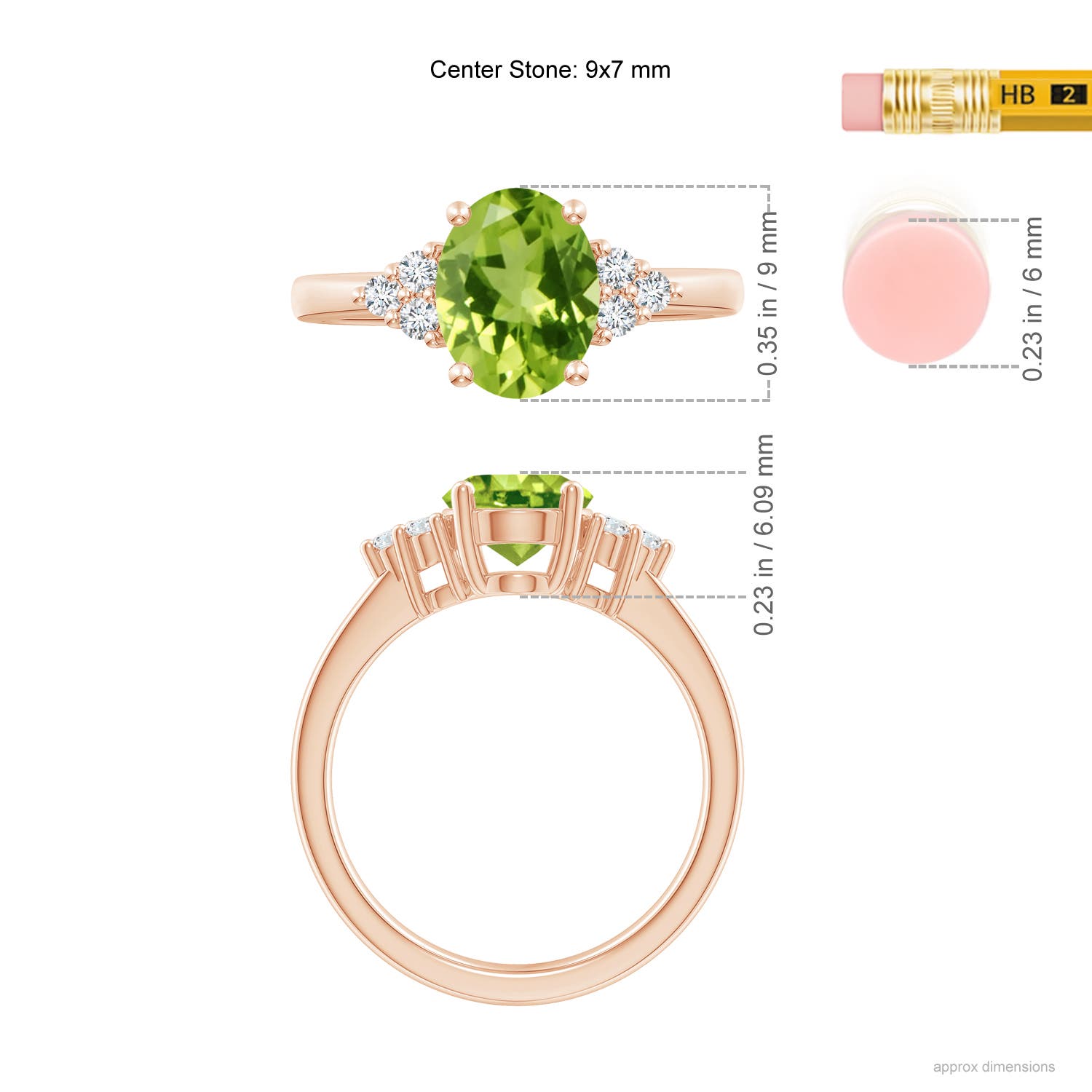 AAA - Peridot / 2.05 CT / 14 KT Rose Gold