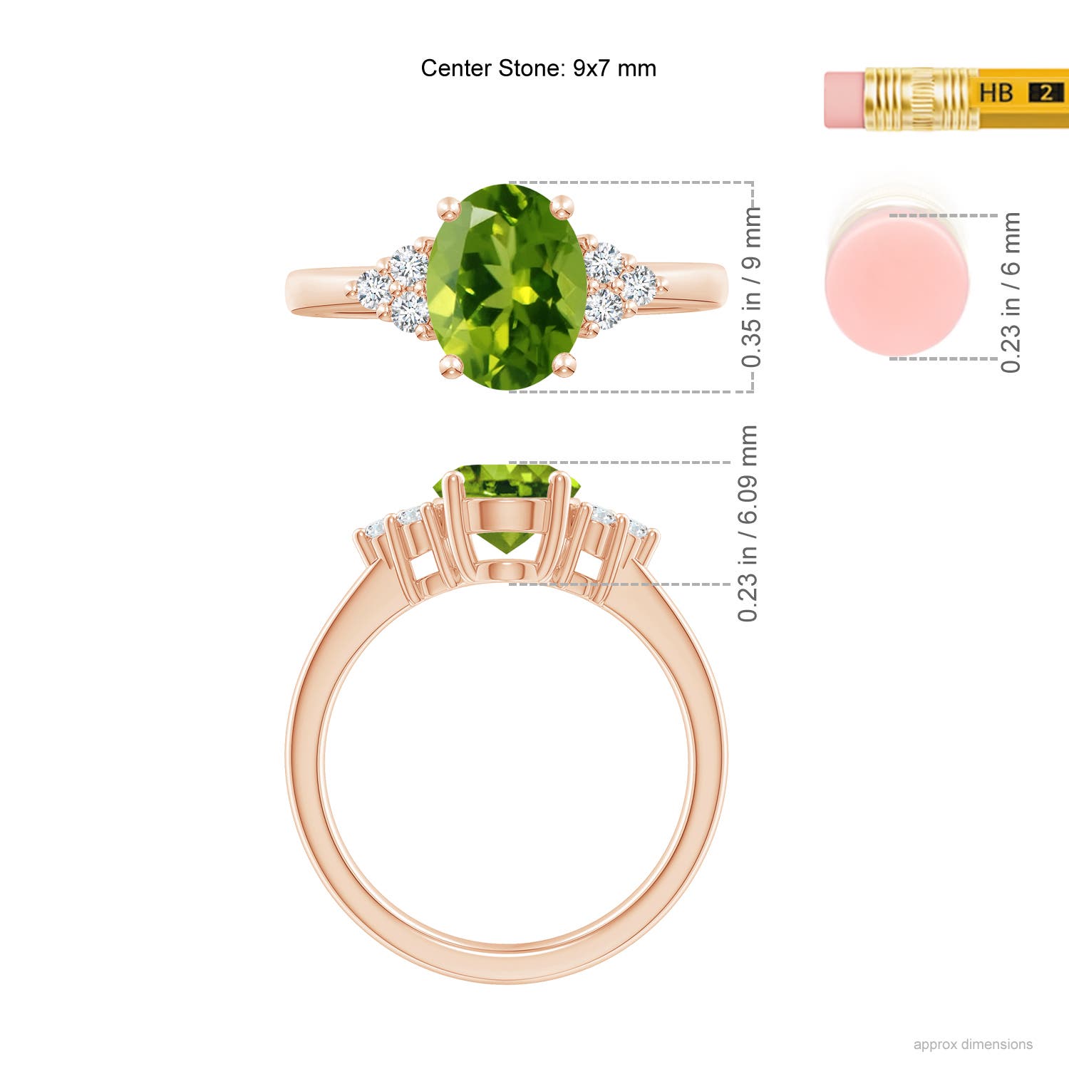 AAAA - Peridot / 2.05 CT / 14 KT Rose Gold