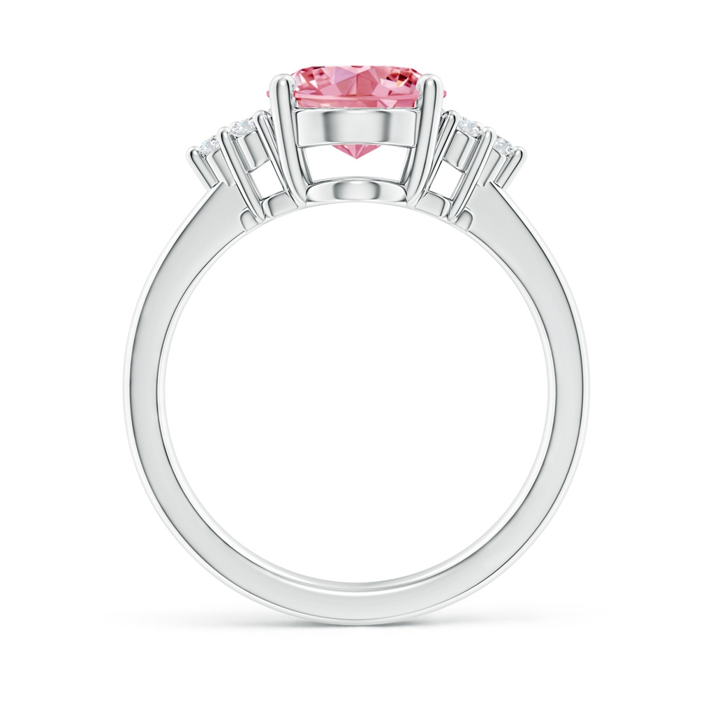 10x8mm AAAA Solitaire Oval Fancy Intense Pink and White Diamond Promise Ring in P950 Platinum - side 199
