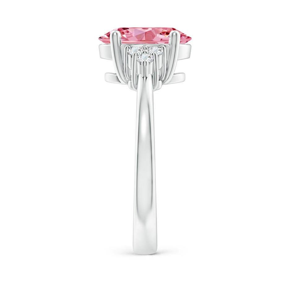 10x8mm AAAA Solitaire Oval Fancy Intense Pink and White Diamond Promise Ring in White Gold side 299