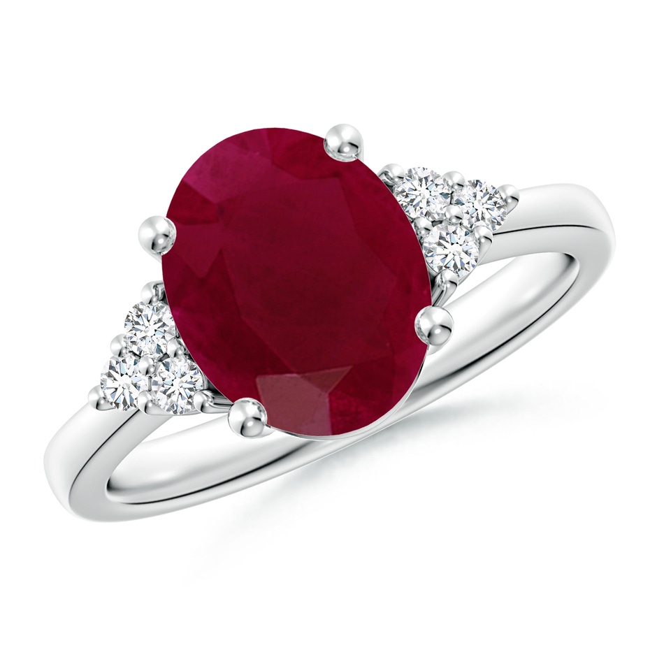 10x8mm A Solitaire Oval Ruby and Diamond Promise Ring in P950 Platinum 