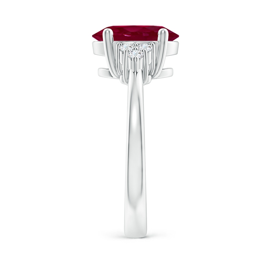 10x8mm A Solitaire Oval Ruby and Diamond Promise Ring in P950 Platinum side 299