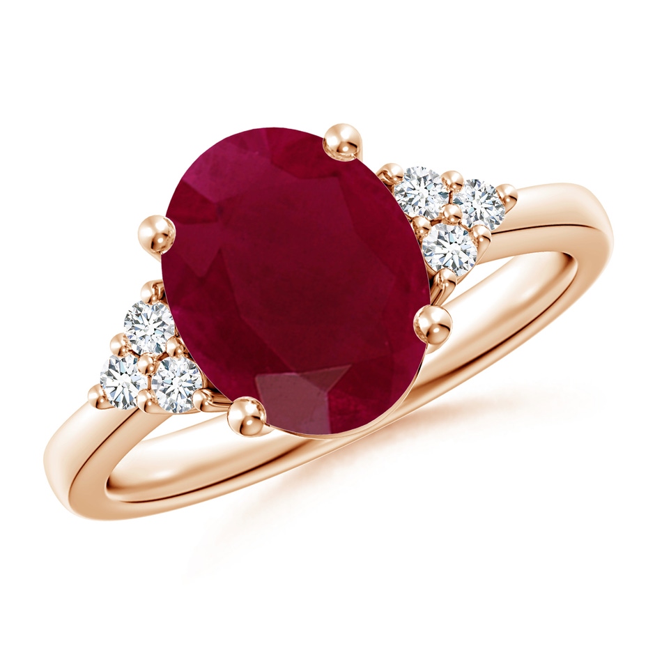 10x8mm A Solitaire Oval Ruby and Diamond Promise Ring in Rose Gold 