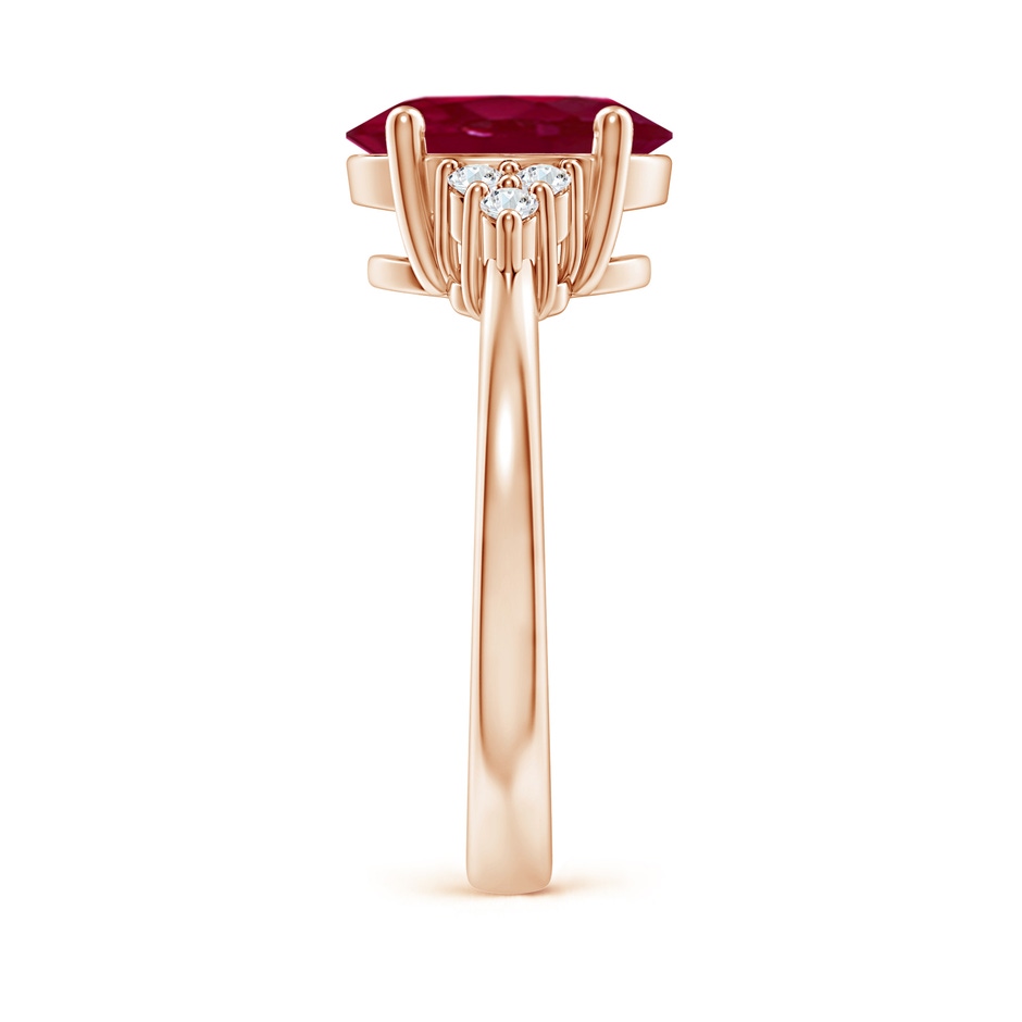 10x8mm A Solitaire Oval Ruby and Diamond Promise Ring in Rose Gold side 299